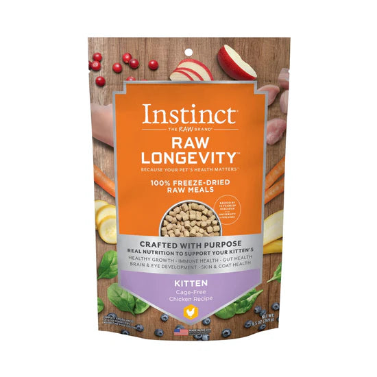 Nature’s Variety Instinct (本能) Raw Longevity 長壽配方 凍乾生肉 幼貓 雞肉配方 主食糧 9.5 oz