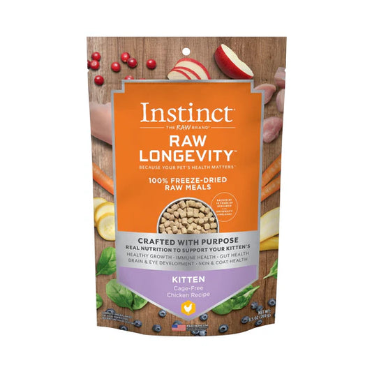 Nature’s Variety Instinct (本能) Raw Longevity 長壽配方 凍乾生肉 幼貓 雞肉配方 主食糧  9.5 oz