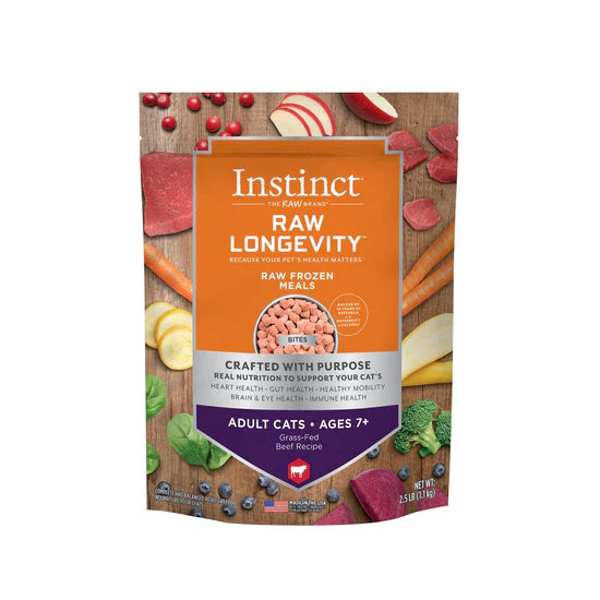 Nature’s Variety Instinct (本能) Raw Longevity 長壽配方 凍乾生肉  高齡貓 7+ 牛肉配方 主食糧  9.5 oz
