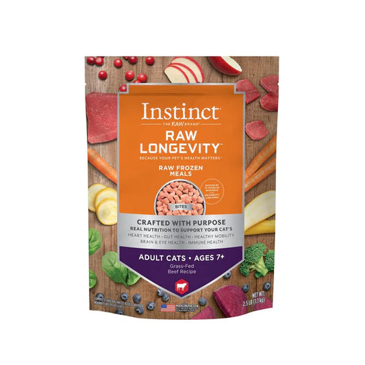 Nature’s Variety Instinct (本能) Raw Longevity 長壽配方 凍乾生肉  高齡貓 7+ 牛肉配方 主食糧  9.5 oz