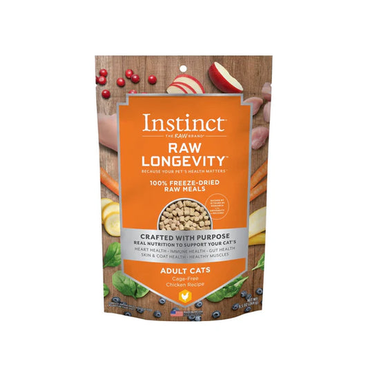 Nature’s Variety Instinct (本能) Raw Longevity 長壽配方 凍乾生肉 成貓 雞肉配方 主食糧  9.5 oz