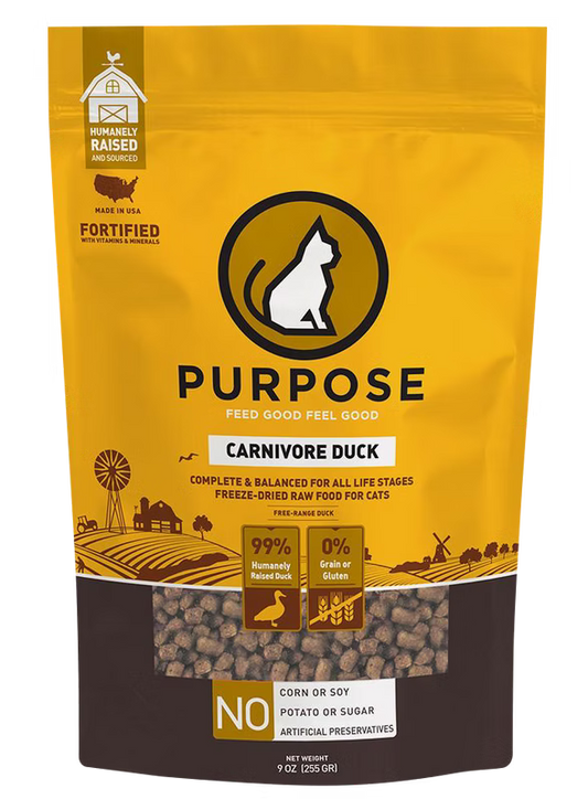 Purpose 凍乾生肉主糧 單一蛋白 鴨肉 全貓 9 oz肉粒 / 12 oz肉餅