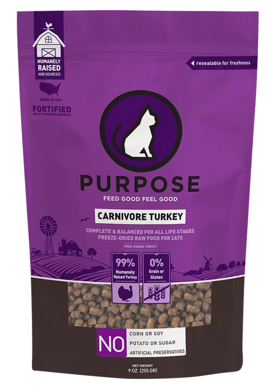 Purpose 凍乾生肉主糧 單一蛋白 火雞肉 全貓 9 oz肉粒 / 12 oz肉餅