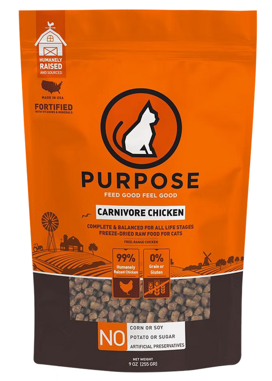 Purpose 凍乾生肉主糧 單一蛋白 雞肉 全貓 9 oz肉粒 / 12 oz肉餅